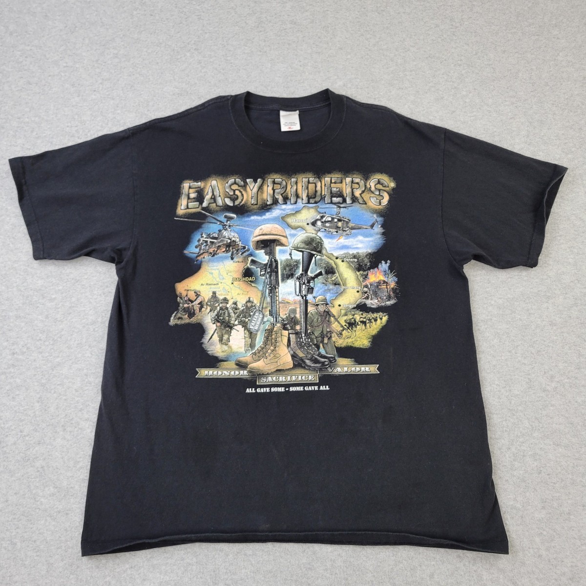 VTG Easy Riders Anvil Shirt Mens XL Black Honor Sacrifice Valor