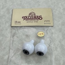 Tallinas Doll Eyes 16mm Acrylic Blue Gray Iris - White Sclera New Doll Supplies