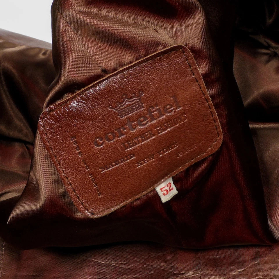 Vintage Cortefiel Brown Patina Soft Leather 2-Btn Sport Coat Jacket - 40 R - Image 2 of 4