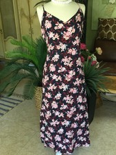 NWOT Loft Ann Taylor  Viscose strap midi Dress Multi Floral on Black  Size 10