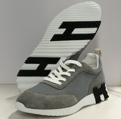 Hermes Bouncing Sneakers Men s 43 US 10 Grey Gris Mesh Suede Temperance Shoes