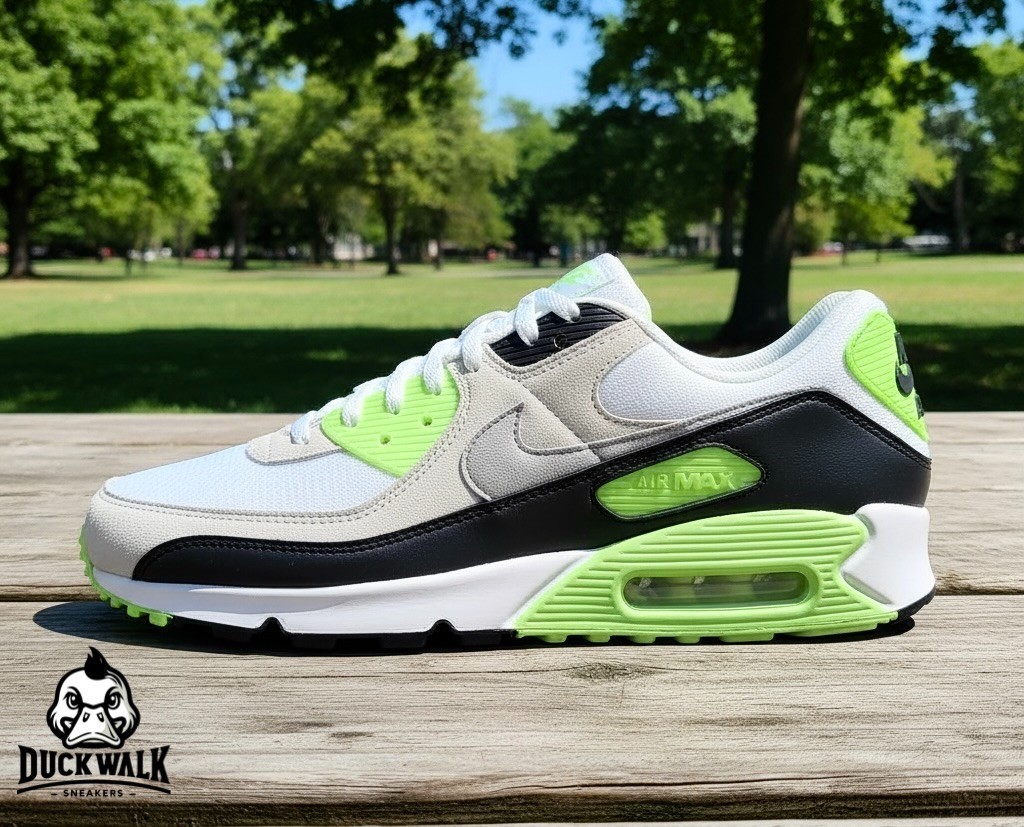 Nike Air Max 90 Shoes White Cave Stone Vapor Green DM0029-115