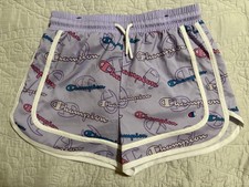 NWOT Girls Champion 7/8 Short-Lavender With Logos in White, Pink, Blue