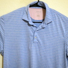 Johnnie-O Shirt Mens XL Short Sleeve Performance Golf Polo Blue Pink Striped