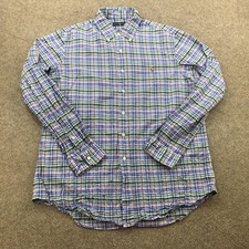 Ralph Lauren Shirt Mens Large Blue Plaid Long Sleeve Button Down Pony Logo