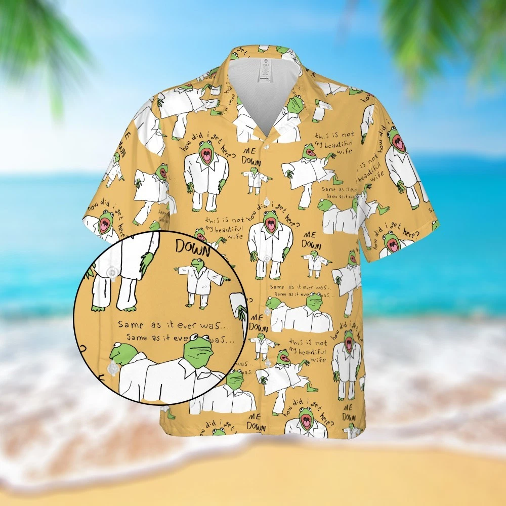 Disney Kermit Muppet Hawaiian Shirt Button Down Shirt