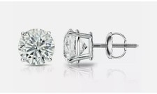 2.50Ct Round Cut VVS1/D Lab Created Stud Earrings 14k White Gold 8mm Screw Back