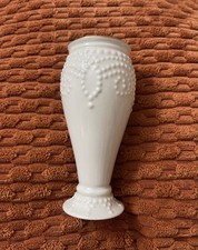 LENOX Porcelain VASE Bas Relief Beaded Dot Scroll w/ Gold Trim Ivory Cream