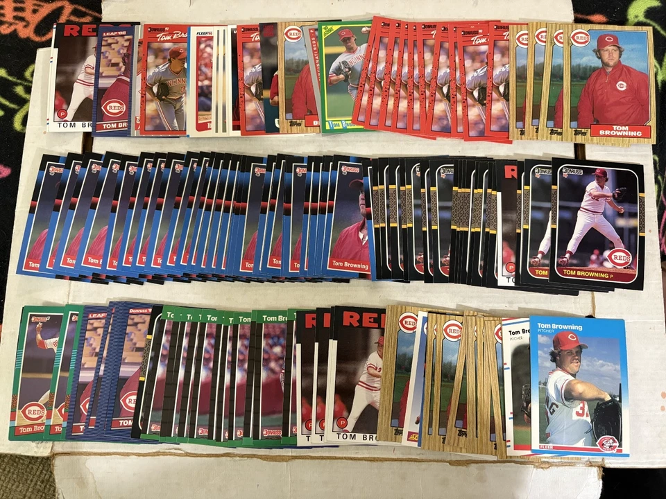 (580) Lote Tarjetas Tom Browning Base Cincinatti Reds Colección Foto 2 de 4