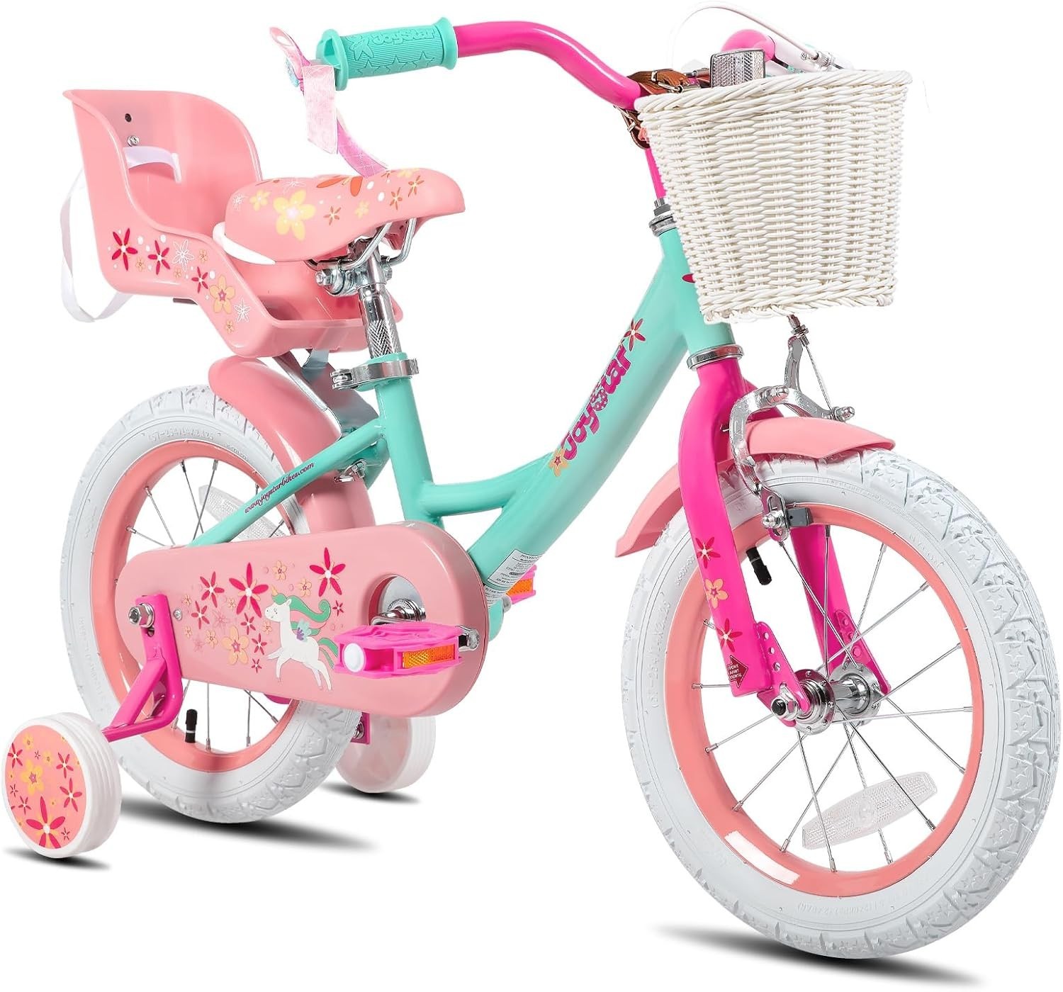 Kids Bike 14 Inch Training Wheels Green Toddler Princess JOY