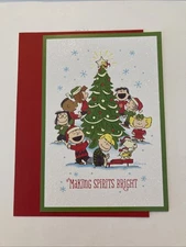 Hallmark Peanuts "Making Spirits Bright" Embellished Christmas Card w/Envelope
