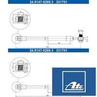 2X Bremsschlauch ATE 24.5147-0285.3 2 BremsschläUche Rechts Links Hinten