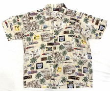 ESPN Zone Vintage 90  s Hawaiian Shirt Mens Large Print Button Down Short Sleeve