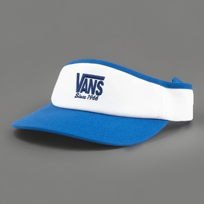 VANS Edgeview Adult White/Blue OSFA Adjustable Strapback Visor Hat NWT