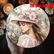 Elegant Floral Woman Illustration Aluminum Foil Carved Art