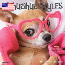 , Chihuahua Rules 2026 Mini Wall Calendar, 7'' X 7'', 18-Month Calendar with Sta