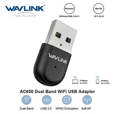 AC650 USB2.0 Dual Band 2.4GHz/5GHz WiFi Adapter Wireless Network Dongle for PC