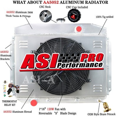3-Row Radiator+Shroud Fan FOR 1961-1964 Ford F100/F250/F350 4.8/5.9L