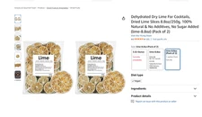 Dehydrated Dry Lime For Cocktails, Dried Lime Slices 8.8oz/250g,Packs Of 2.