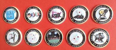 Set von 10 FEVES PERSO ASSOCIATIONS in SAINT AMBROIX ..Ref. KD 02