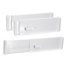 3Pcs Plastic Drawer Dividers Organizer 11"-18" Adjustable Separators White