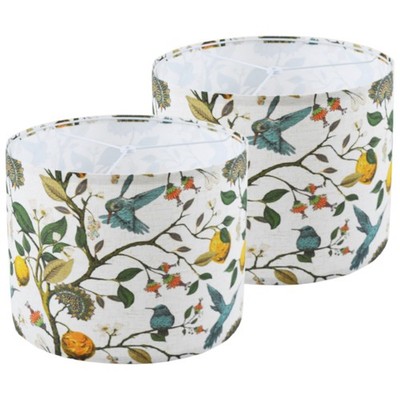 large lamp shades set of 2 .Flax Plant Pattern Drum floor lamp shade ，table l...
