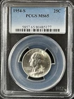 1954-S  25C Washington Quarter Dollar PCGS MS65  80485177