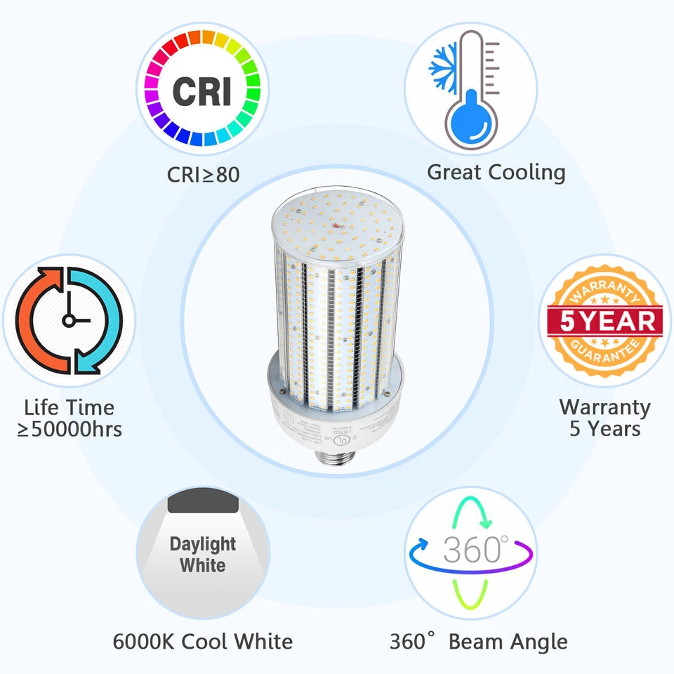 (2Pack) 100W LED Corn Bulb Light E39 Mogul Base For Warehouse Parking Lot Garage - Image 4 of 4