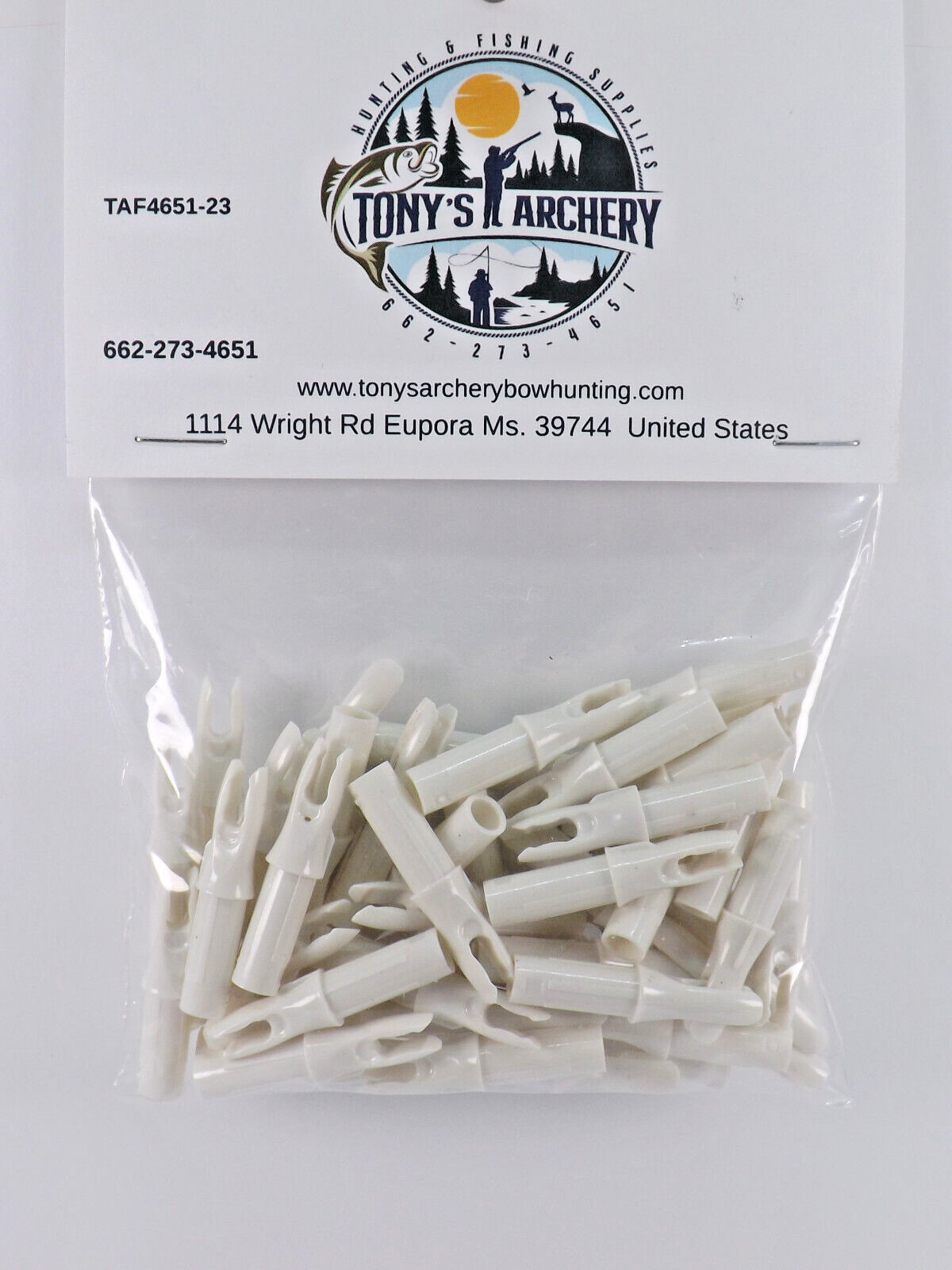 Archery Nocks  6.2mm/0.246" White 50PK
