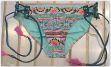 Women's Shade  Shore Light Lift Bikini BOTTOM ONLY Teal Boho Stripe