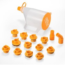 15PCS No Spill Engine Oil Funnel Kit 1.5QT Funnel 14 Adapters One Hand Filling