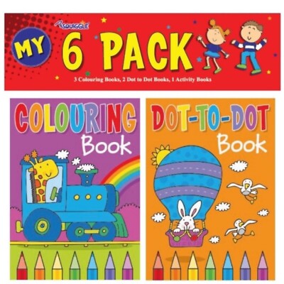 6 KINDER KINDER PUZZLE FÄRBEN AKTIVITÄT REISEN SPASS BÜCHER PUNKT-ZU-PUNKT-ZEICHNUNG