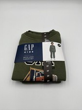 NWT Gap Kids Boys Toddler Logo Fleece Crew Neck Jogger Set Green Truck 2T