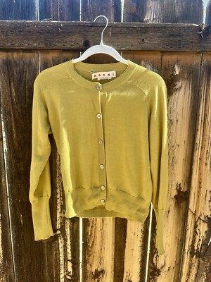 Marni Cardigan Mustard Size 38 100% Cotton Made In Italy  