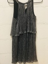 Ella Moss Black Metallic Dress Popover Keyhole Collar Polyester Shift Dress S