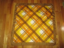 Vintage Echo Yellow Orange Brown Plaid 100 Silk Square Scarf 29" Japan