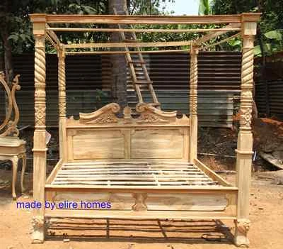 CHATELET TEAK WOOD Super King size 6' Rustic finish Four poster canopy designer Bed