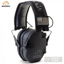 Walker's RAZOR Slim Ear Muffs PATRIOT 2X Flag Patches GWP-RSEMPAT FAST SHIP