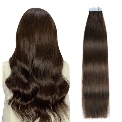 Tape Extensions EchthaarInvisible Tape in Extensions Echthaar Seidig Gerade R...