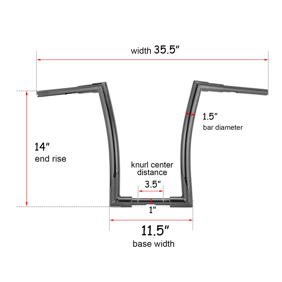 DNA Monster 1-1/2" Fat Bar 14'' Rise Handlebar 2" Clamp Riser For Harley Softail - Image 2 of 4