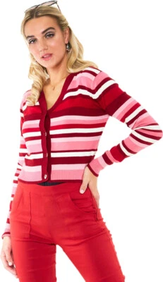 Voodoo Vixen DAY STRIPE Vintage STREIFEN Langarm CARDIGAN Stickjacke Rockabilly - Bild 1 von 3