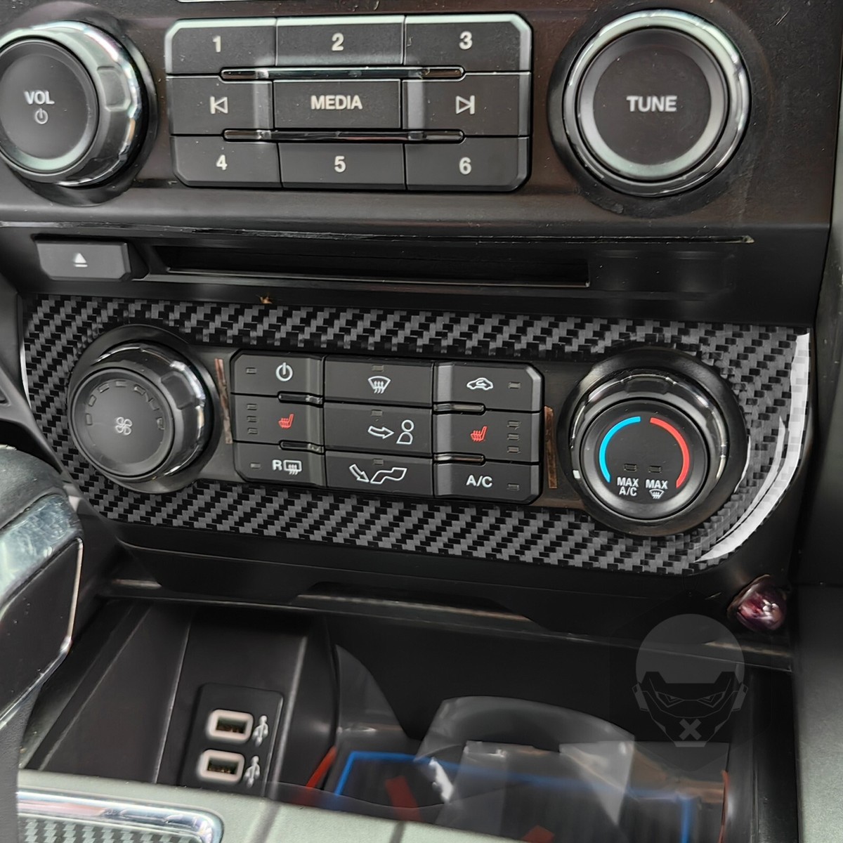 Carbon Fiber AC Control Panel Cover For Ford F-150 (2015-2020) – Gloss Finish, RRX