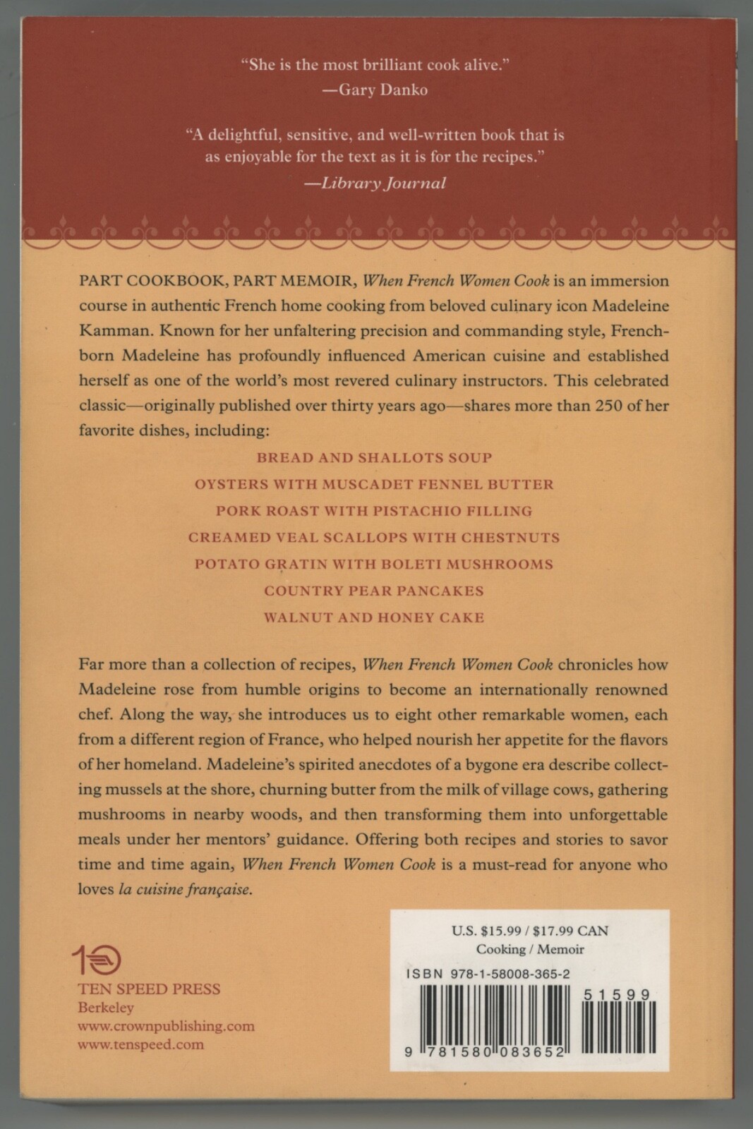 Madeleine Kamman WHEN FRENCH WOMEN COOK Gastronomic Memoir 250 Recipes