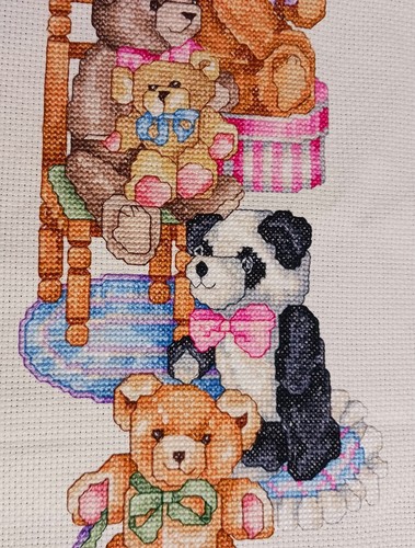 Completed Cross Stitch Teddy Bears 21''x 6'' Unframed NEW - Picture 14 of 21