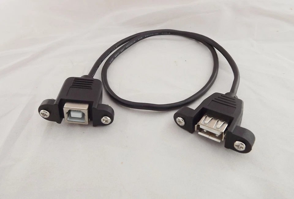 10x USB 2.0 A Female To B Female Socket Panel Mount Screw Extension Cable 1.5ft - Image 2 of 4