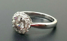 Vintage White Crystal Sterling silver Wedding Engagement band Ring size 8