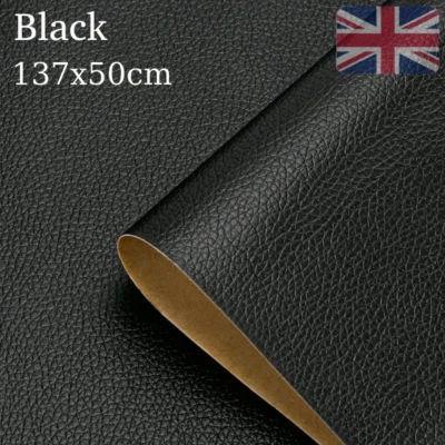 Black Leather Sticky Back -Leatherette Vinyl Wrap Sticker For DIY Waterproof