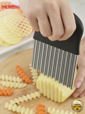 1pc Stainless Steel Wavy Potato Knife - Crinkle Cutter for Vegetables & Chips