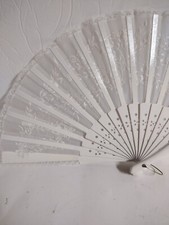 Vintage Wood Lace Victorian Battenburg Fan White 15 1/2" x 9"