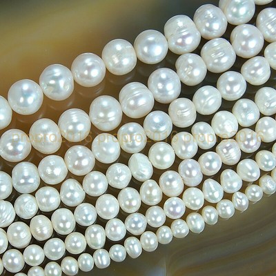 Natürliche Weiß Zuchtperlen Strang Süßwasser Perle Schmuck 4-5mm bis 13-14mm